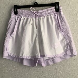 Nike Lavender and White Women's Athletic Shorts with Drawstring Waist